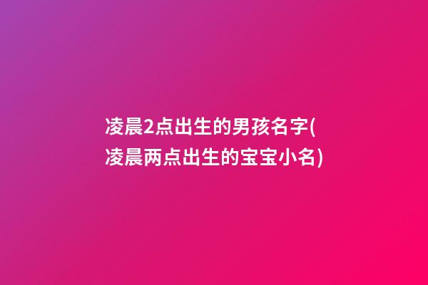 凌晨2点出生的男孩名字(凌晨两点出生的宝宝小名)