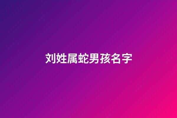 刘姓属蛇男孩名字(刘姓男孩名字大全2023属鼠免费)-第1张-男孩起名-玄机派