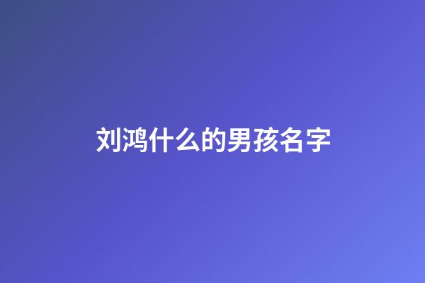 刘鸿什么的男孩名字(刘鸿什么的男孩名字最好听)-第1张-男孩起名-玄机派