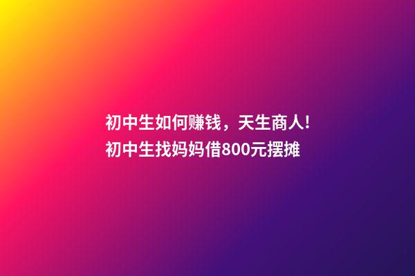 初中生如何赚钱，天生商人!初中生找妈妈借800元摆摊-第1张-观点-玄机派