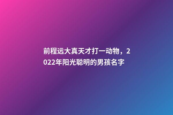 前程远大真天才打一动物，2022年阳光聪明的男孩名字-第1张-观点-玄机派