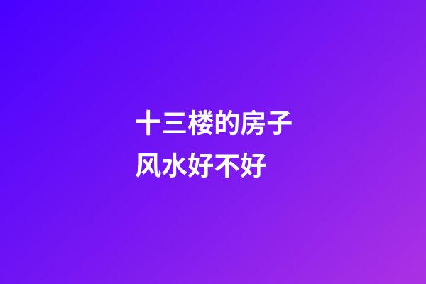 十三楼的房子风水好不好