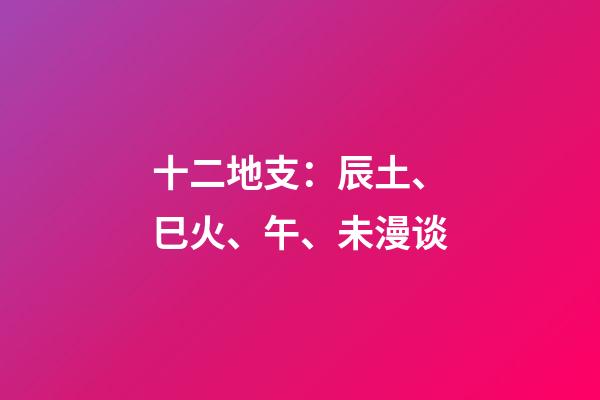 十二地支：辰土、巳火、午、未漫谈