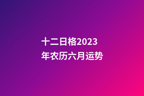 十二日格2023年农历六月运势