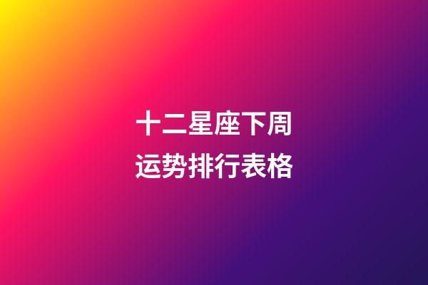 十二星座下周运势排行表格-第1张-星座运势-玄机派