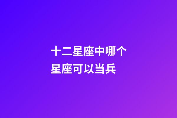 十二星座中哪个星座可以当兵-第1张-星座运势-玄机派