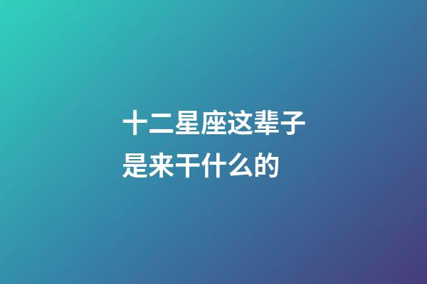 十二星座这辈子是来干什么的-第1张-星座运势-玄机派