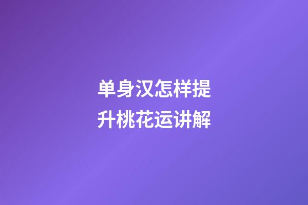 单身汉怎样提升桃花运讲解