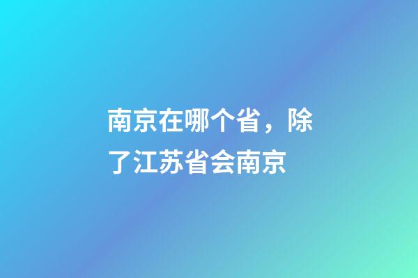 南京在哪个省，除了江苏省会南京-第1张-观点-玄机派