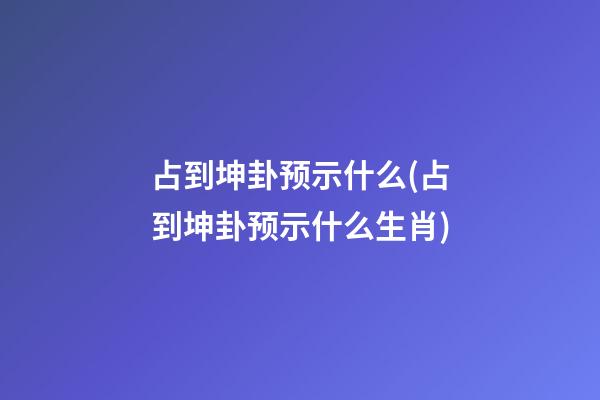 占到坤卦预示什么(占到坤卦预示什么生肖)