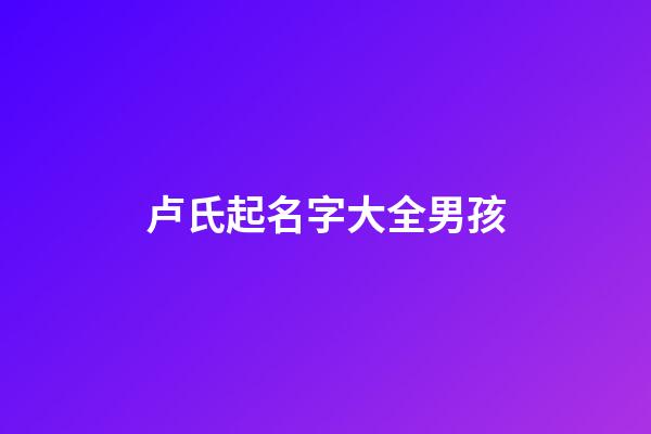 卢氏起名字大全男孩(卢氏起名字大全男孩卢宇翔)