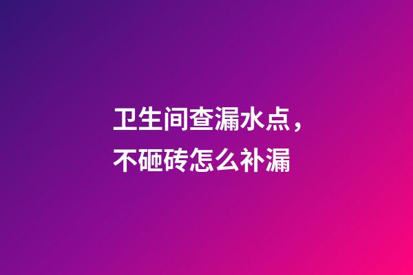 卫生间查漏水点，不砸砖怎么补漏-第1张-观点-玄机派