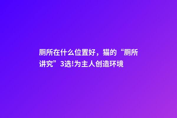 厕所在什么位置好，猫的“厕所讲究”3选!为主人创造环境-第1张-观点-玄机派