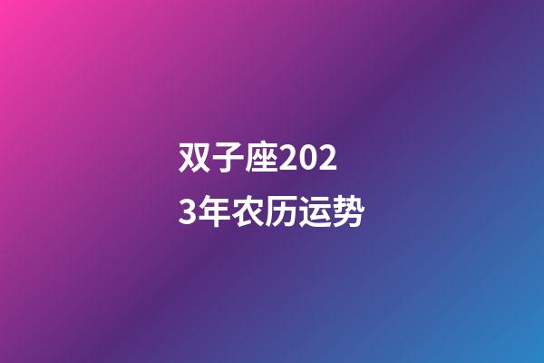 双子座2023年农历运势-第1张-星座运势-玄机派