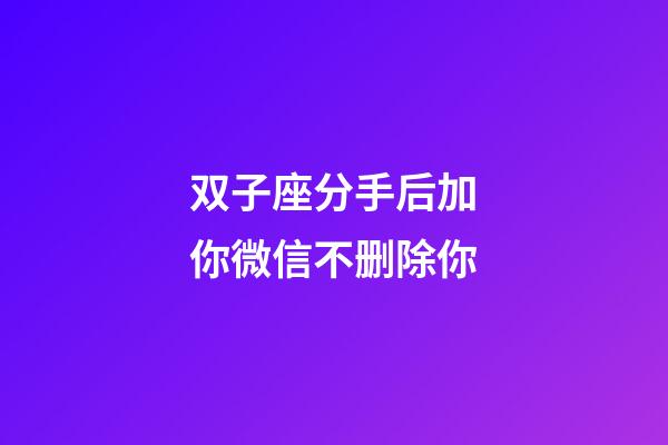 双子座分手后加你微信不删除你-第1张-星座运势-玄机派