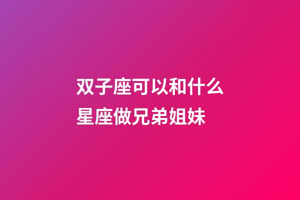 双子座可以和什么星座做兄弟姐妹-第1张-星座运势-玄机派