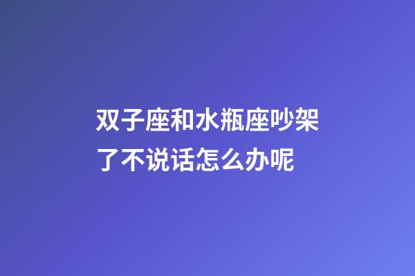 双子座和水瓶座吵架了不说话怎么办呢-第1张-星座运势-玄机派