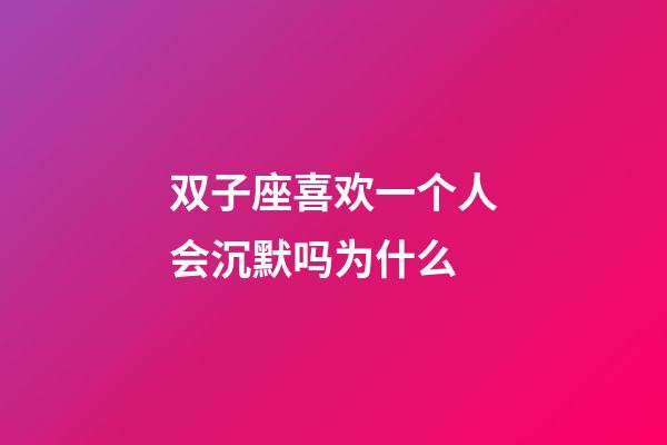 双子座喜欢一个人会沉默吗为什么-第1张-星座运势-玄机派