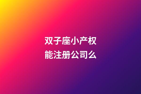 双子座小产权能注册公司么-第1张-星座运势-玄机派