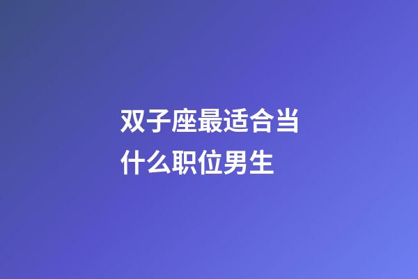 双子座最适合当什么职位男生-第1张-星座运势-玄机派