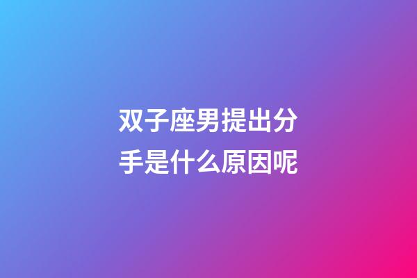 双子座男提出分手是什么原因呢