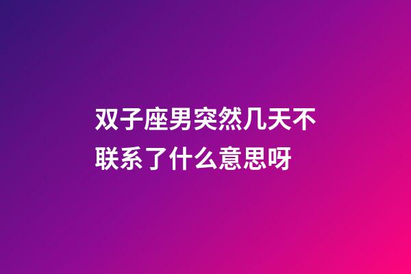 双子座男突然几天不联系了什么意思呀-第1张-星座运势-玄机派