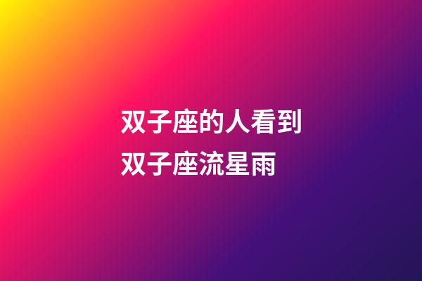 双子座的人看到双子座流星雨-第1张-星座运势-玄机派