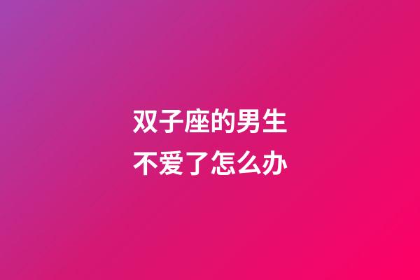 双子座的男生不爱了怎么办-第1张-星座运势-玄机派