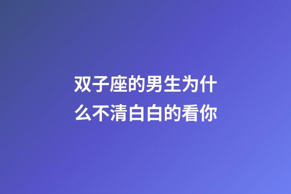 双子座的男生为什么不清白白的看你