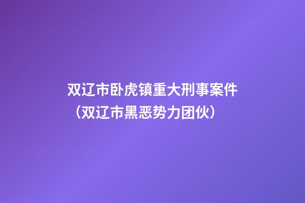 双辽市卧虎镇重大刑事案件（双辽市黑恶势力团伙）-第1张-观点-玄机派