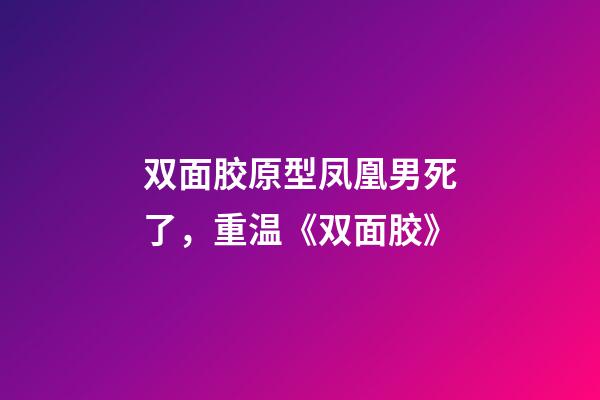 双面胶原型凤凰男死了，重温《双面胶》-第1张-观点-玄机派