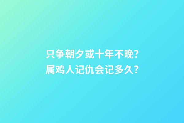 只争朝夕或十年不晚？属鸡人记仇会记多久？