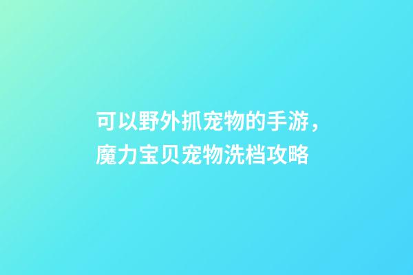 可以野外抓宠物的手游，魔力宝贝宠物洗档攻略-第1张-观点-玄机派