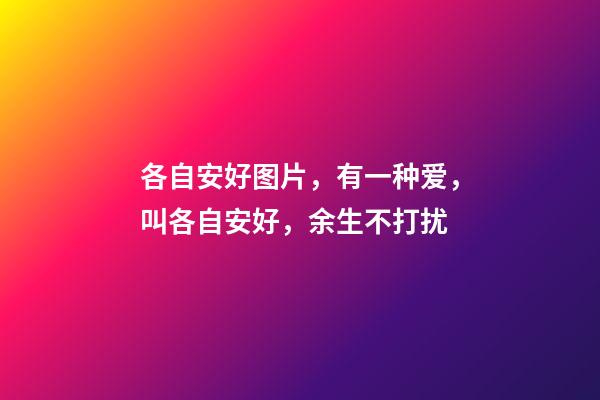 各自安好图片，有一种爱，叫各自安好，余生不打扰-第1张-观点-玄机派