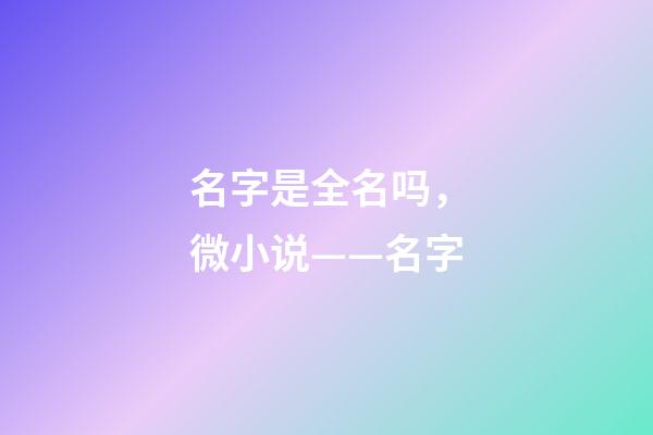 名字是全名吗，微小说——名字-第1张-观点-玄机派