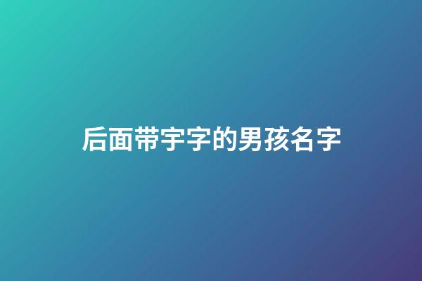 后面带宇字的男孩名字(后面带宇字的男孩名字大全)-第1张-男孩起名-玄机派