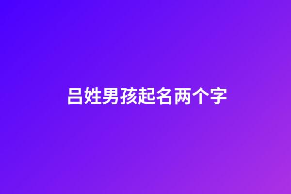 吕姓男孩起名两个字(吕姓男孩起名两个字属虎2023年)-第1张-男孩起名-玄机派