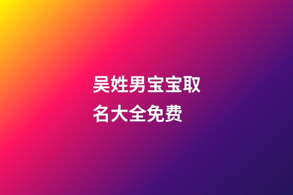 吴姓男宝宝取名大全免费(吴姓男孩取名100分免费)-第1张-男孩起名-玄机派