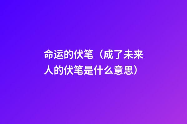 命运的伏笔（成了未来人的伏笔是什么意思）-第1张-观点-玄机派