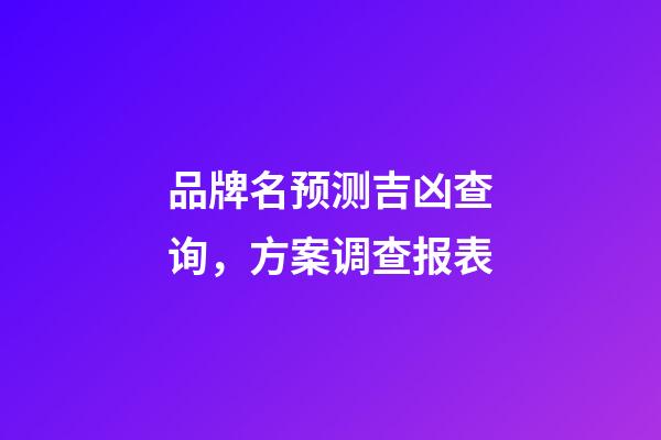 品牌名预测吉凶查询，方案调查报表-第1张-商标起名-玄机派