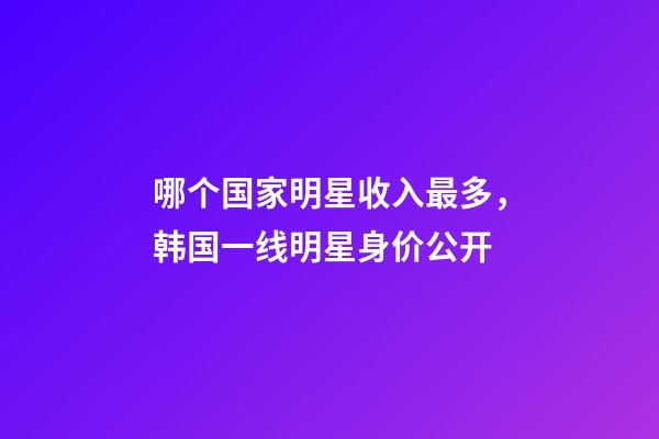 哪个国家明星收入最多，韩国一线明星身价公开-第1张-观点-玄机派