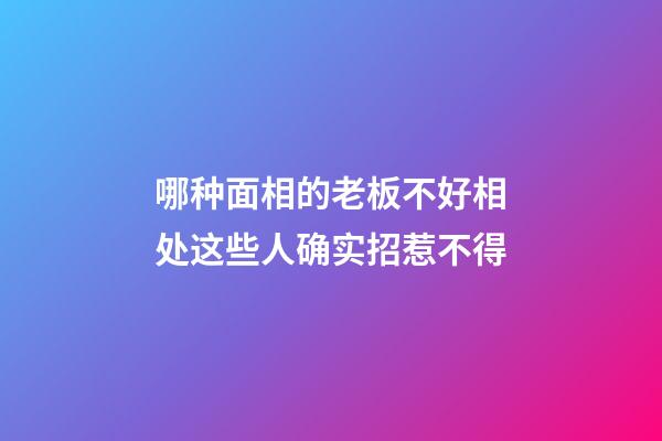 哪种面相的老板不好相处?这些人确实招惹不得