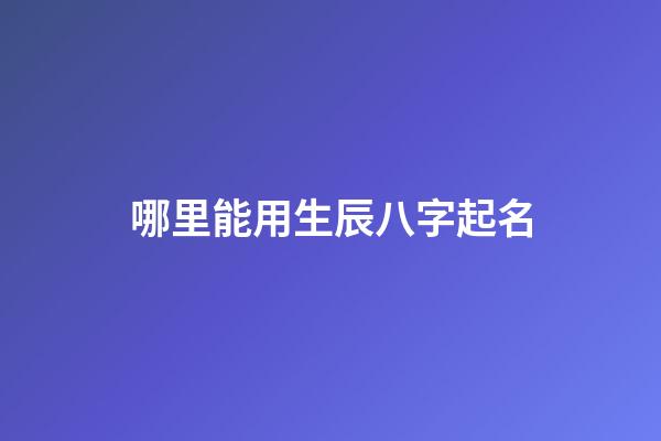 哪里能用生辰八字起名