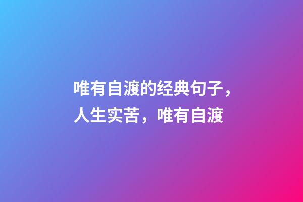 唯有自渡的经典句子，人生实苦，唯有自渡-第1张-观点-玄机派