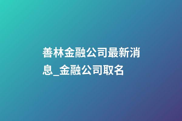 善林金融公司最新消息_金融公司取名-第1张-公司起名-玄机派