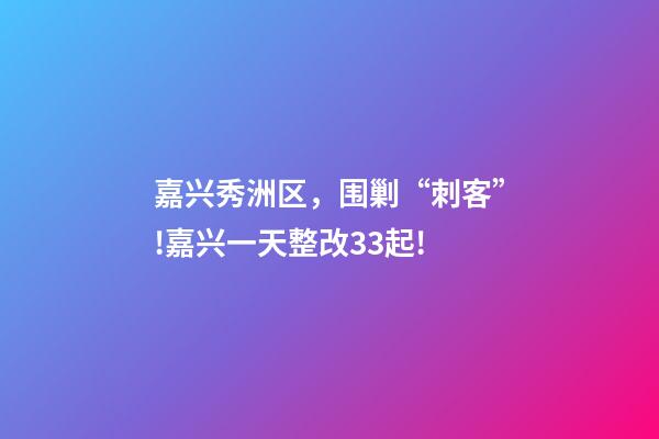 嘉兴秀洲区，围剿“刺客”!嘉兴一天整改33起!-第1张-观点-玄机派