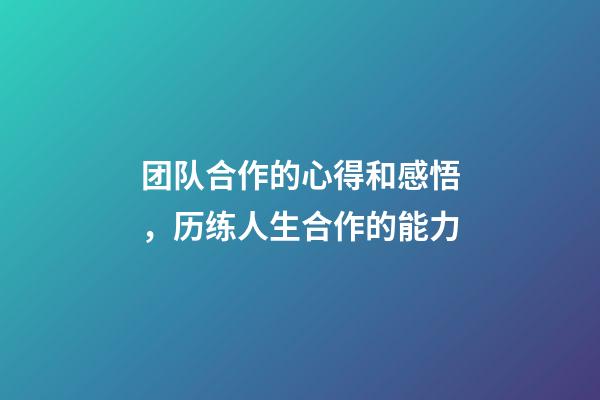 团队合作的心得和感悟，历练人生合作的能力-第1张-观点-玄机派