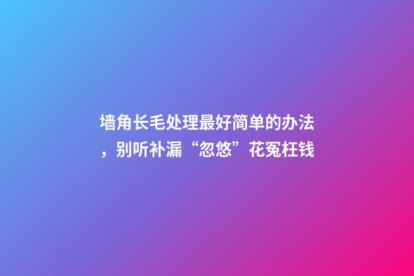 墙角长毛处理最好简单的办法，别听补漏“忽悠”花冤枉钱-第1张-观点-玄机派