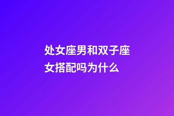 处女座男和双子座女搭配吗为什么-第1张-星座运势-玄机派