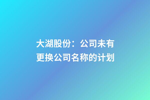 大湖股份：公司未有更换公司名称的计划-第1张-公司起名-玄机派